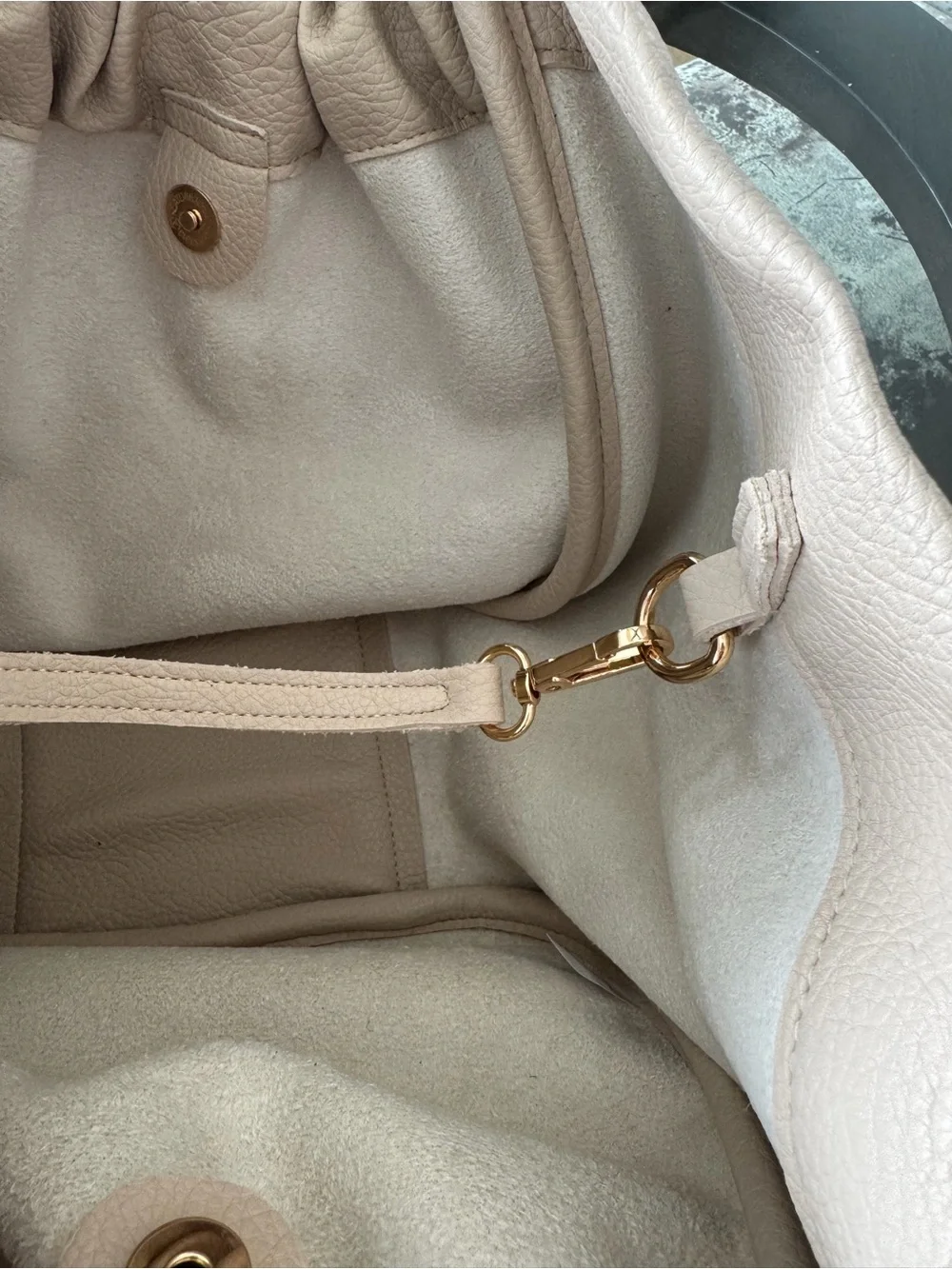 Cost Plus World Market Beige Drawstring Shoulder Bag - Picture 4 of 4